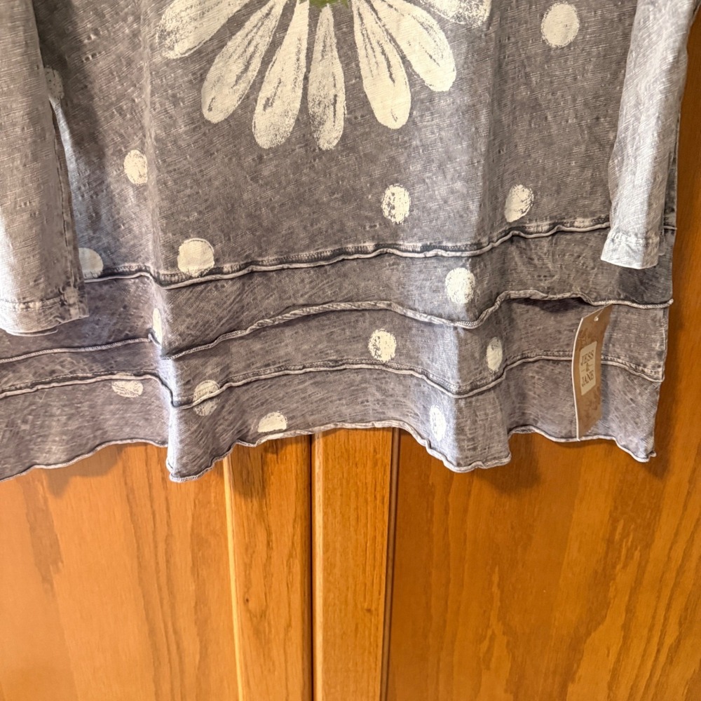 NEW Jess & Jane Daisy Top Medium Grey Mineral Wash Tiered Ruffle M66-1361 - Picture 10 of 10